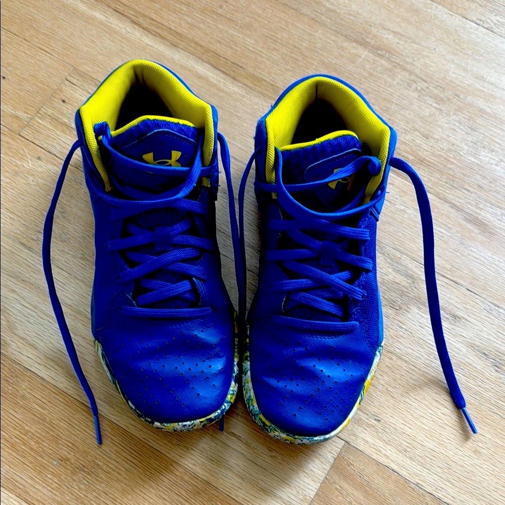 Under Armour Kids Jet Basketball Sneakers - Blue and Yellow